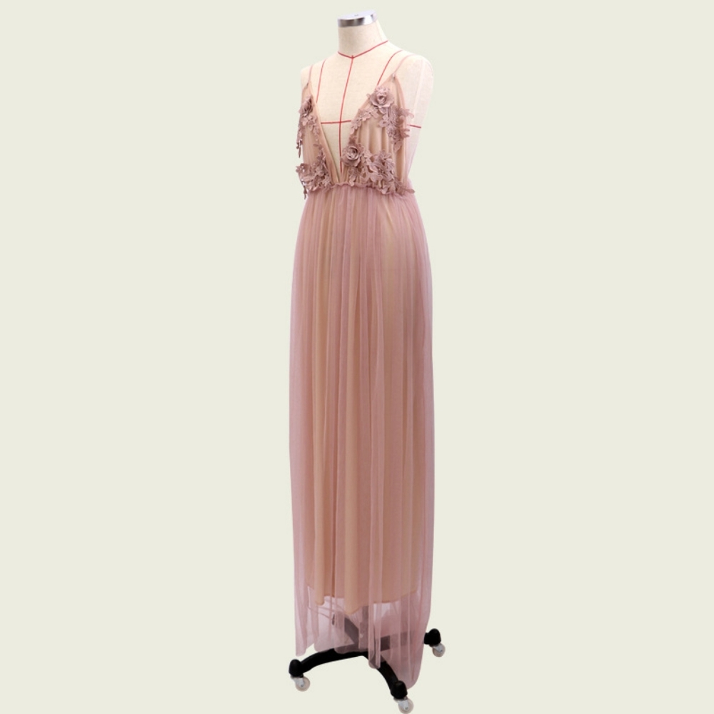 Sexy Tulle Long Evening Dress 2025 New Arrival Backless Court Train Flowers - Picture 6 of 6